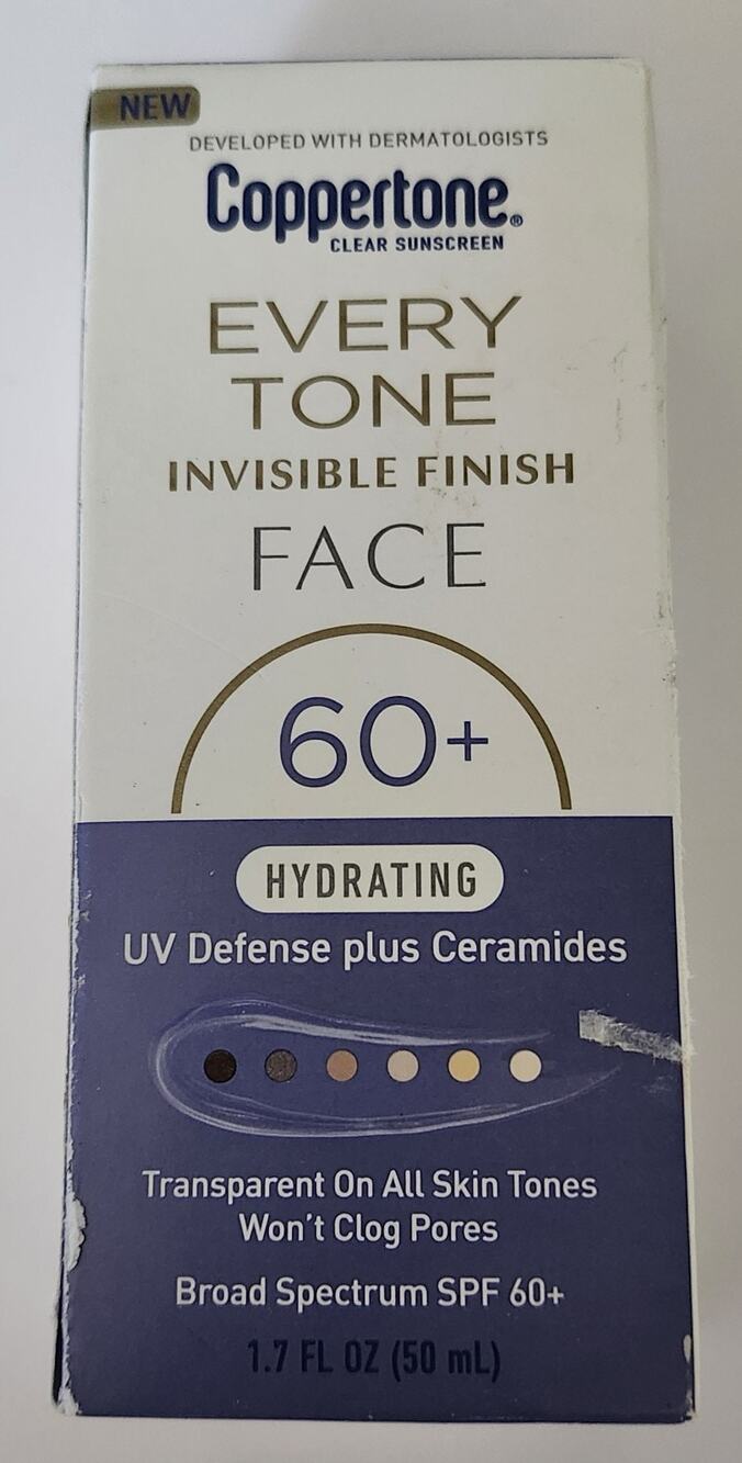 Coppertone Every Tone Face Sunscreen Hydrating Lotion ~SPF 60+ ~ 1.7 fl oz Pump